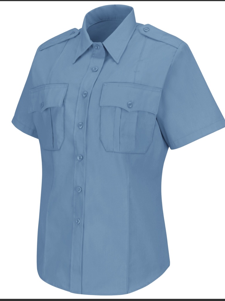 Horace Small Hs1268 Women's New Dimension Poplin Short Sleeve Shirt - Light Blue